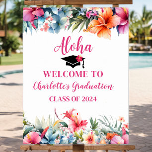 Poster Tropical Aloha Luau Graduation 2024 Bienvenue