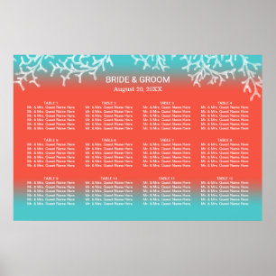 Poster Tropical Beach Wedding Coral Reef Seating Chart