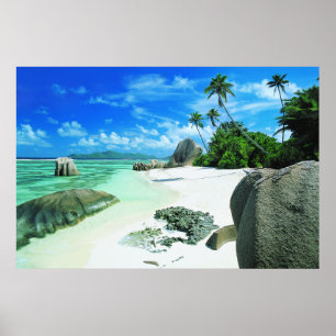 Poster Tropical Beaches   La Digue Island
