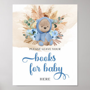 Poster Tropical boy teddy bear livres de pampa pour bébé