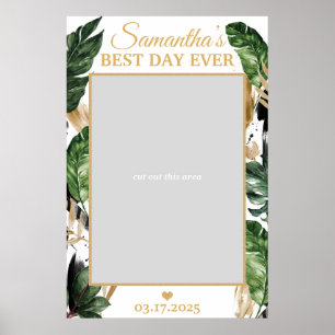 Poster Tropical Feuille Mariage Photo Prop Cadre été