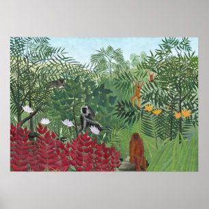 Poster Tropical Forest with Monkeys, 1910 (oil on canvas)