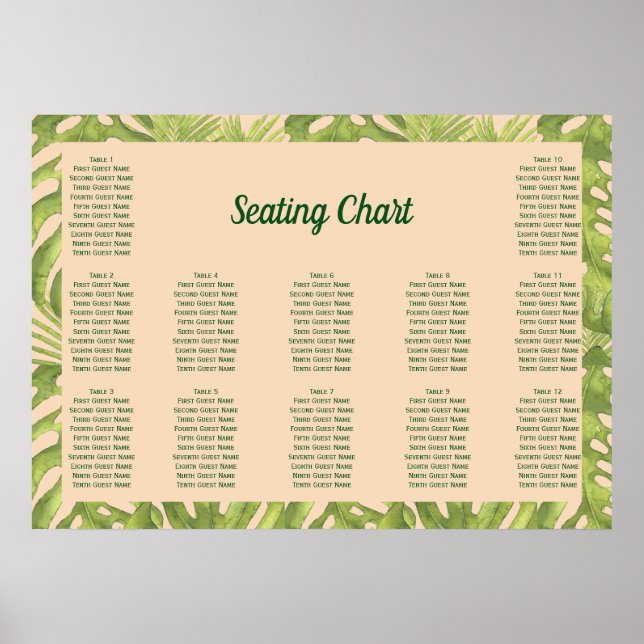 Poster Tropical Green et Blush Mariage (Devant)
