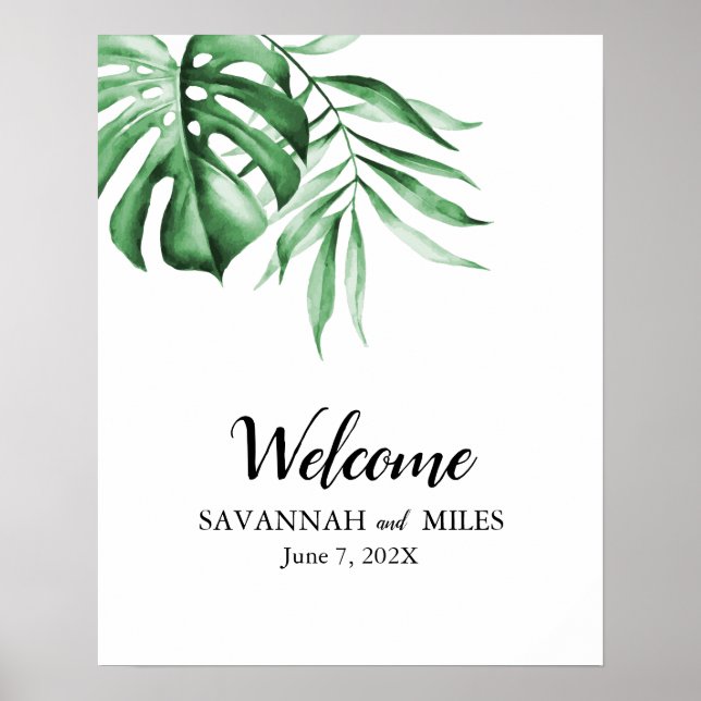 Poster Tropical Greenery Palm Customizable Sign (Devant)