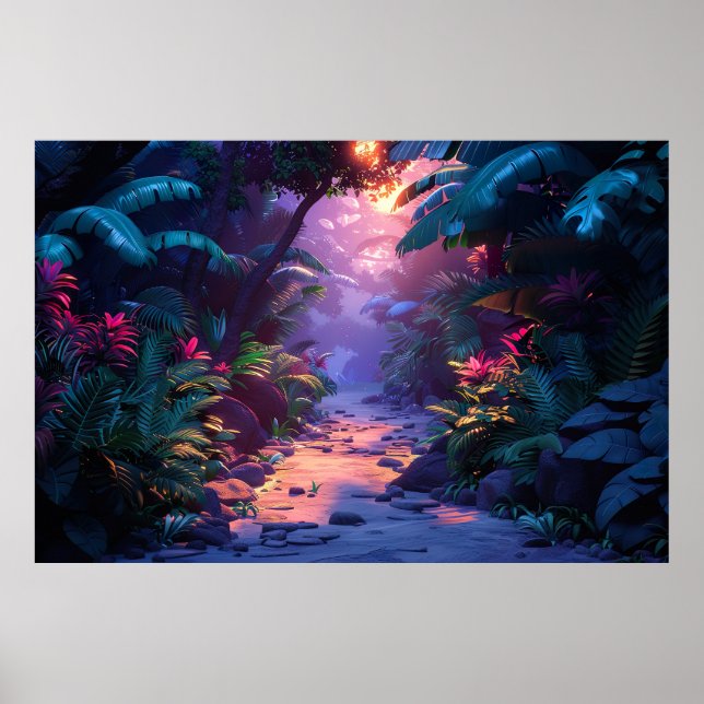 Poster Tropical Hawaiian Forest Path (Devant)