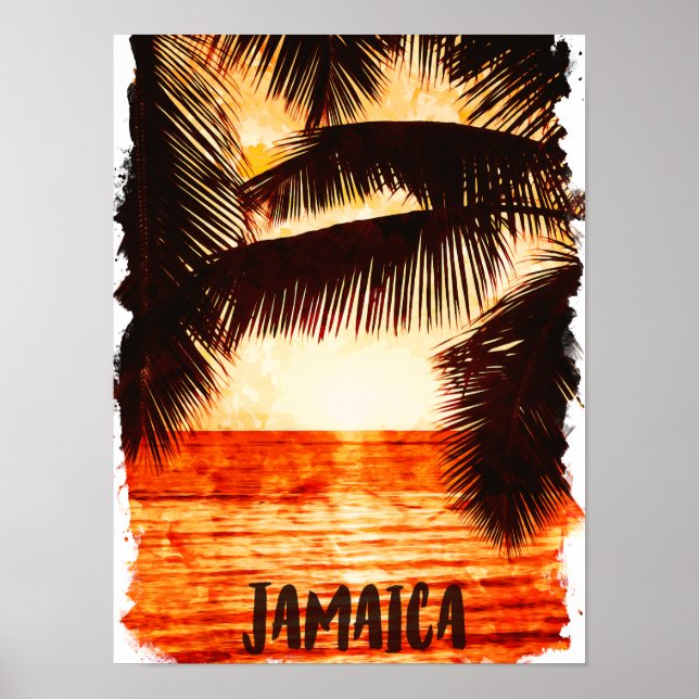 Poster Tropical Jamaïque Sunset Caribbean Island (Devant)