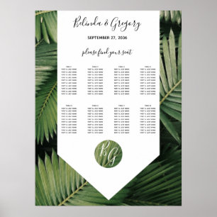 Poster Tropical Palm Leave Greenery Mariage Seating Chart