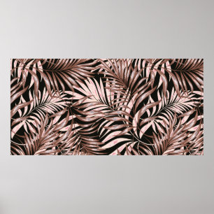 Poster Tropical palm leaves, jungle. Vintage floral patte