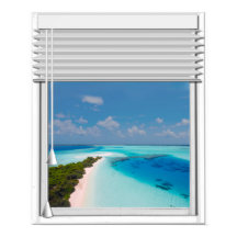 Tropical Sea View Fake Window Blinds