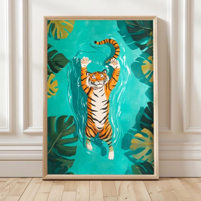 Poster Tropical Tiger Swimming in River Bathroom Print (Créateur téléchargé)