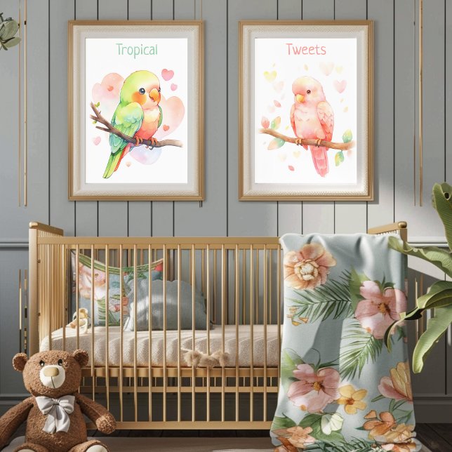Poster Tropical Tweets Perroquet Bébé Garçon (Créateur téléchargé)