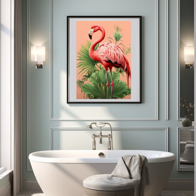 Poster 🌴 tropicale colorée 🦩 Flamant rose Paradise (Créateur téléchargé)
