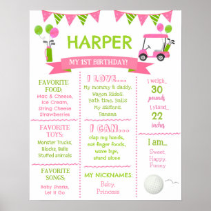 Poster Trou de golf en un anniversaire Jalon panneau