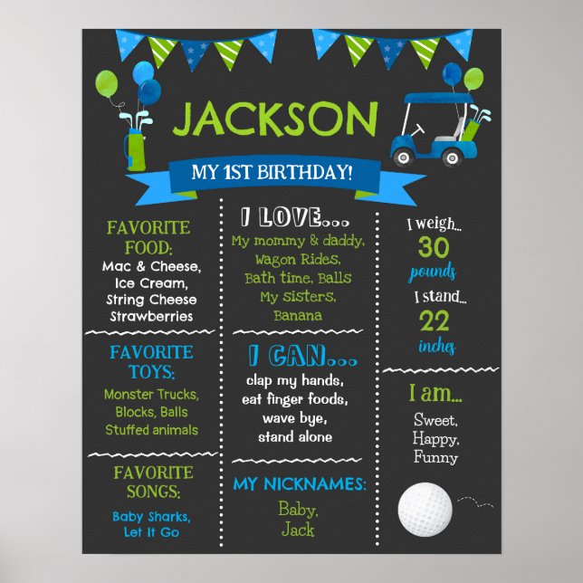Poster Trou de golf en un anniversaire Jalon panneau (Devant)