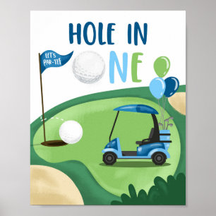 Poster Trou en un Golf Par-Tee Boy Signal d'anniversaire