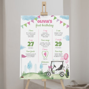 Poster Trou en un rose Golf 1er Anniversaire Jalon