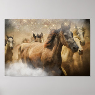 Poster Troupeau sauvage de chevaux Découpage Imprimer