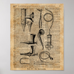 Poster Trousses Médicales vintages, art de dictionnaire,