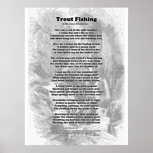 Poster Trout fishing poem (Devant)