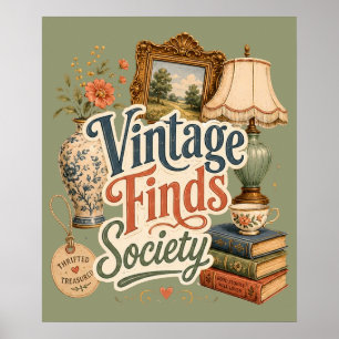 Poster Trouvailles Vintage Trésors Cottagecore