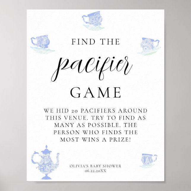 Poster Trouver Pacifier Thé bébé Chine Set Blue White Lac (Devant)