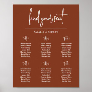 Poster Trouvez votre siège Boho Terracotta Script Mariage