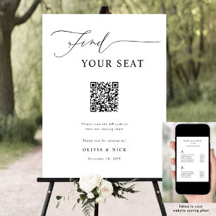 Poster Trouvez votre siège Code QR Mariage Plan de siège 