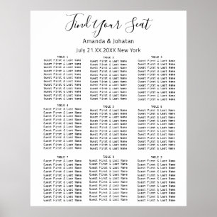 Poster Trouvez votre siège graphique Mariage Bridal Blanc