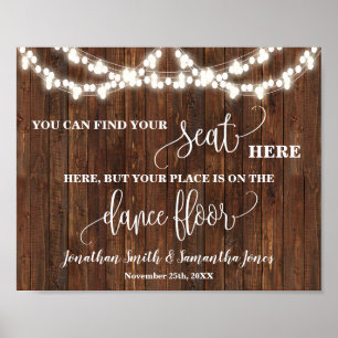 Poster Trouvez votre siège Western Wedding Réception Sign