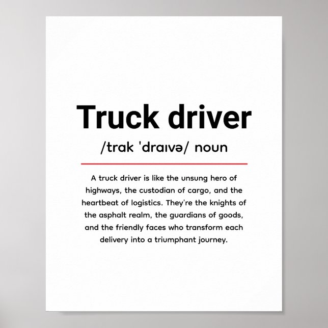 Poster Truck Driver Definition for Truck Driver Day (Devant)