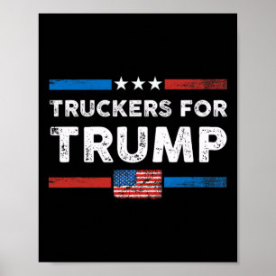 Poster Truckers 4 Trump Truckers Pour Trump 2024 Drapeau