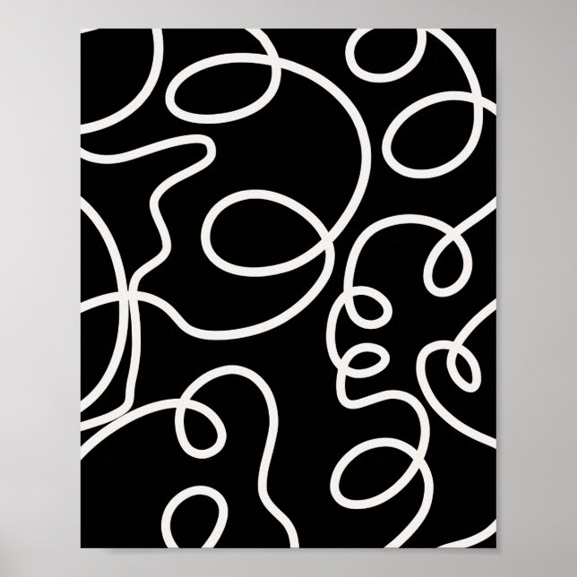 Poster Trucs De Brosse Abstrait Noir Et Blanc (Devant)