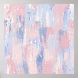 Poster Trucs de peinture bleu et blanc Abstraits
