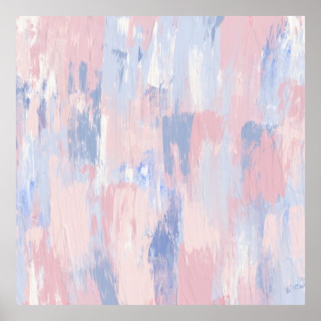 Poster Trucs de peinture bleu et blanc Abstraits (Devant)