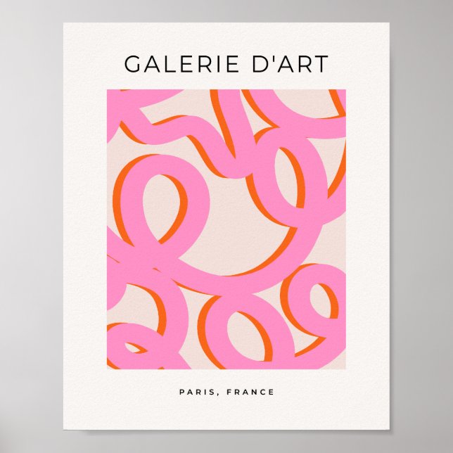 Poster Trucs de pinceau Abstrait rose (Devant)