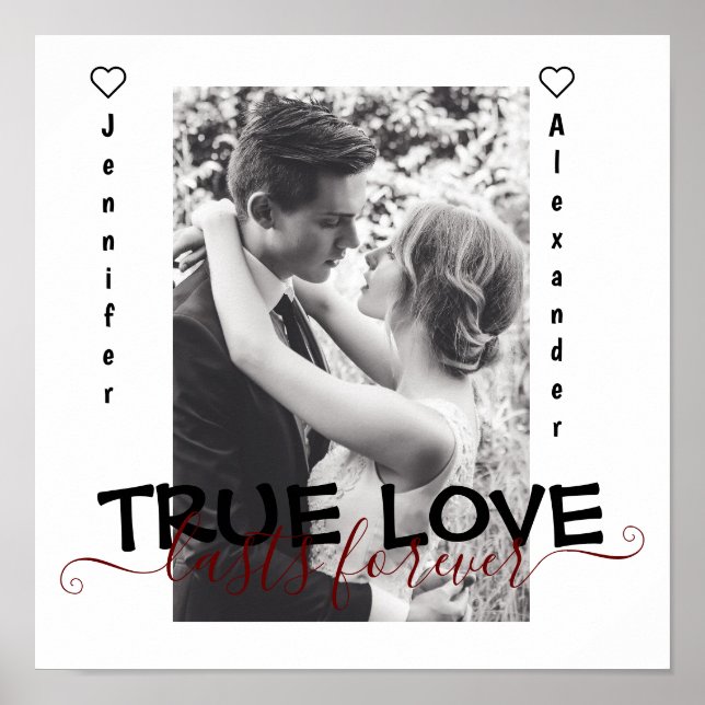 Poster True Love Lasts Forever mous Couple Heart Photo (Devant)