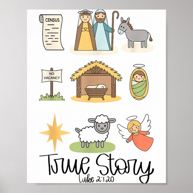 Poster True Story Jesus Nativity Christian Christmas  (Devant)