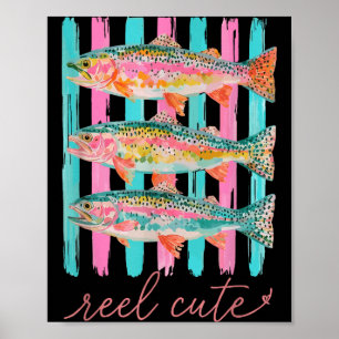 Poster Truite arc-en-ciel colorée mignonne à l'aspect soi