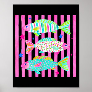 Poster Truite arc-en-ciel colorée prépa été vie de lac