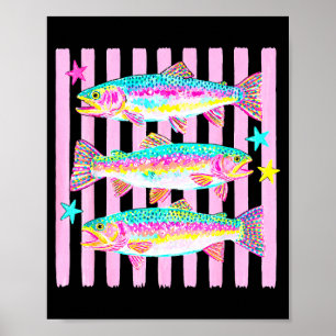 Poster Truite arc-en-ciel colorée prépa été vie lac