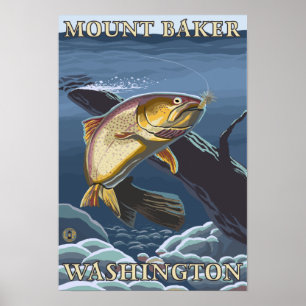 Poster Truite pêchant la section transversale - Baker de