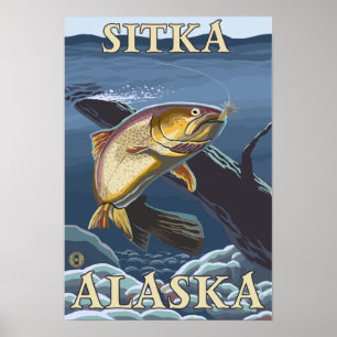 Poster Truite pêchant la section transversale - Sitka,