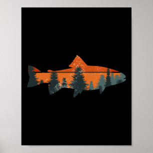 Poster Truite Volant Pêche Nature Pêche Extérieure Pêcheu