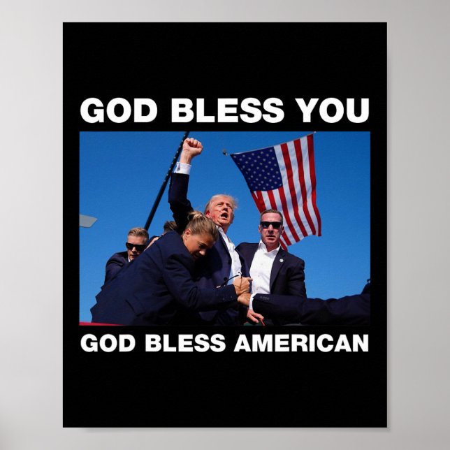 Poster Trump 2024 Dieu vous bénisse - Dieu bénisse l'Amér (Devant)
