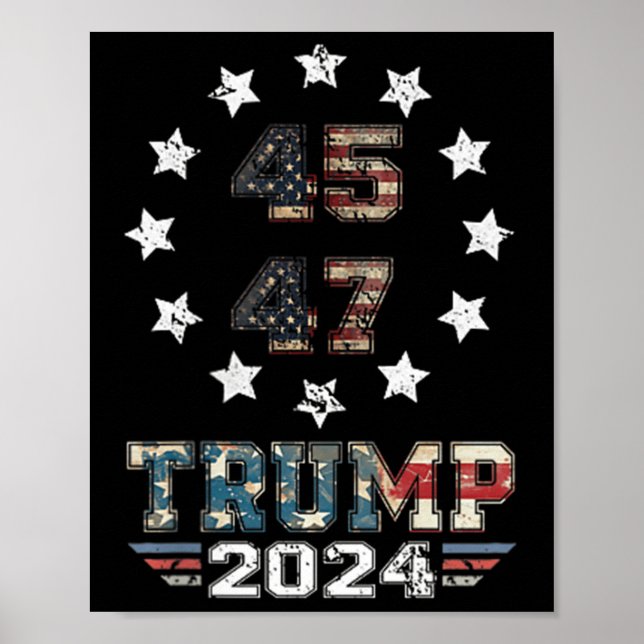 Poster Trump 2024 Drapeau américain 2 côté (Devant)