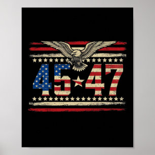 Poster Trump 2024 Président 45 Et 47 États-Unis Drapeau T