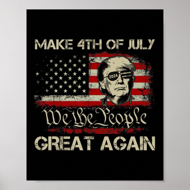 Poster Trump 2024 rend 4 juillet grand à nouveau F améric (Devant)