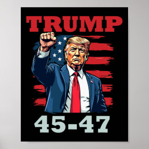 Poster Trump 45-47 Conception Présidentielle Audacieuse P