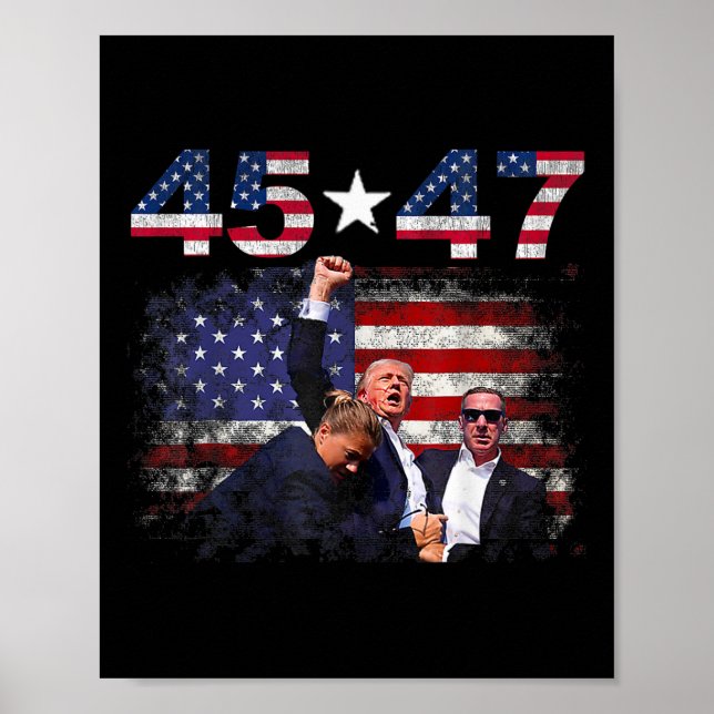 Poster Trump 45 47 Fight Fight Fight Inauguration Day 202 (Devant)