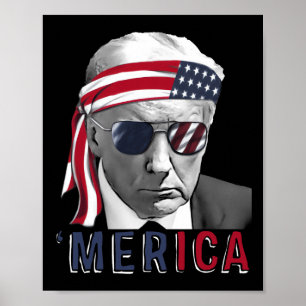 Poster Trump 4 juillet heureux Trump Drapeau américain Ét